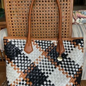 Beautiful woven leather Brahmin tote
